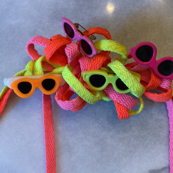 Vintage Neon Yellow,Orange and Pink Hair Bow with Sunglasses Accents - Picture 2 of 8